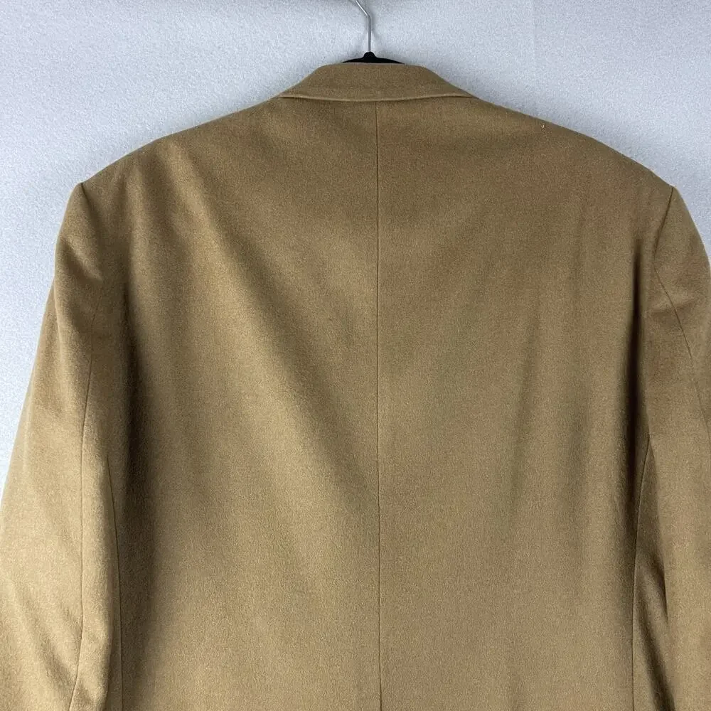 VTG Rogers Scott Cashmere Blazer Sport Coat Mens 44R Tan USA Made Career